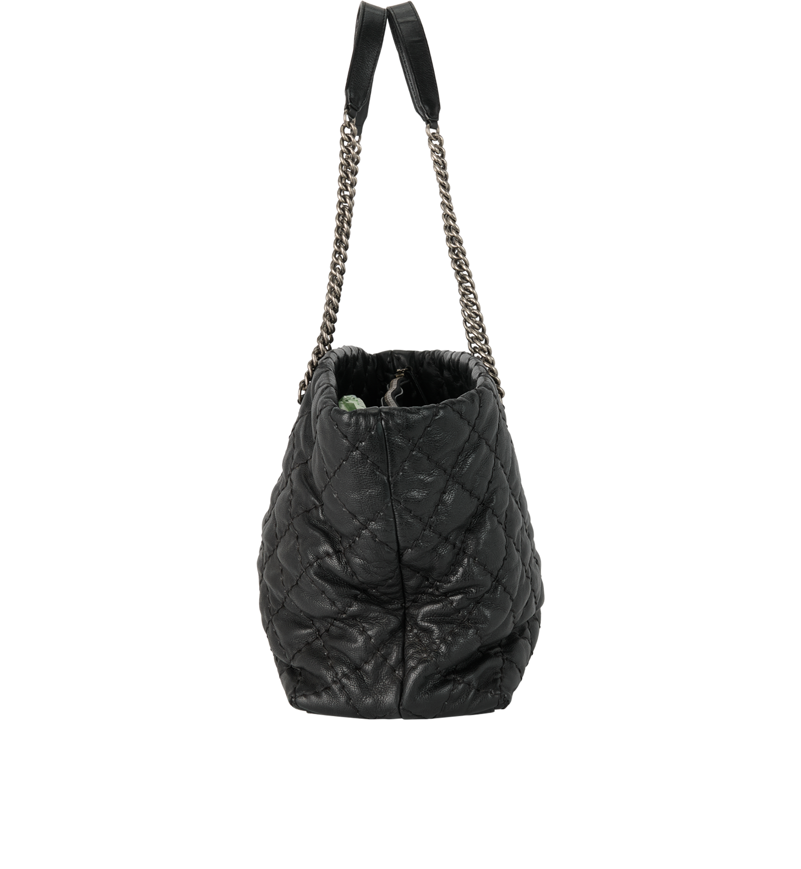 Quilted Tote, &pound;1,500, Handbags, Black, Leather, Bottom view